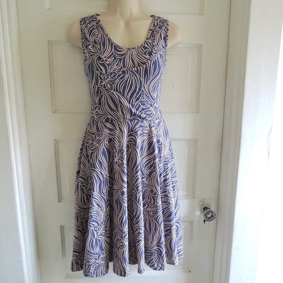Effie's Heart Blue & Tan Double Layer Dress Pockets S - Picture 1 of 11